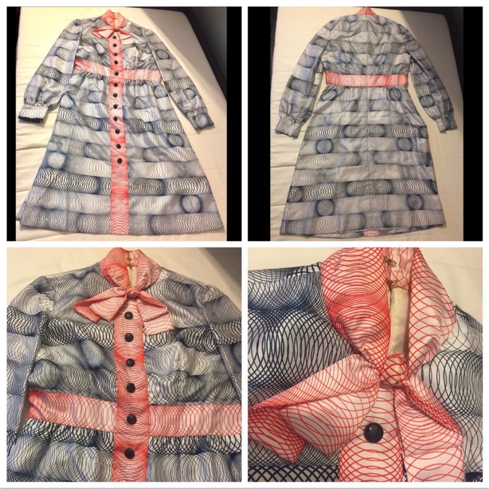 Mollie Parnis 1950s 60s Vintage Hippy Groovy Dress unique designer fancy